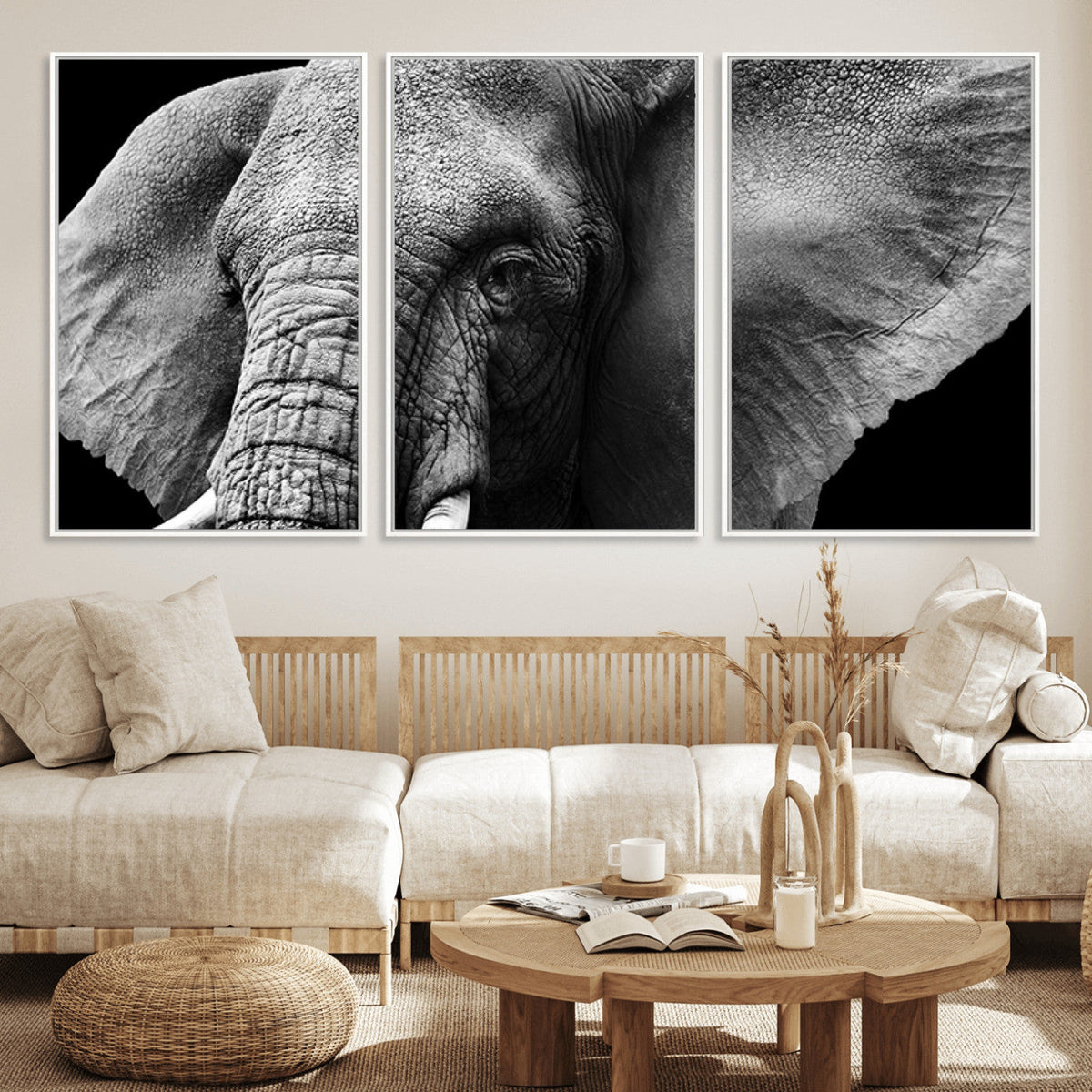 Big Elephant Close Up Wall Art Canvas Print