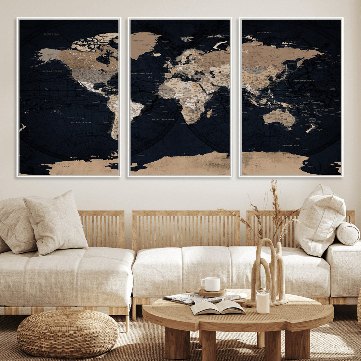 Grunge Wall Art World Map Canvas Print