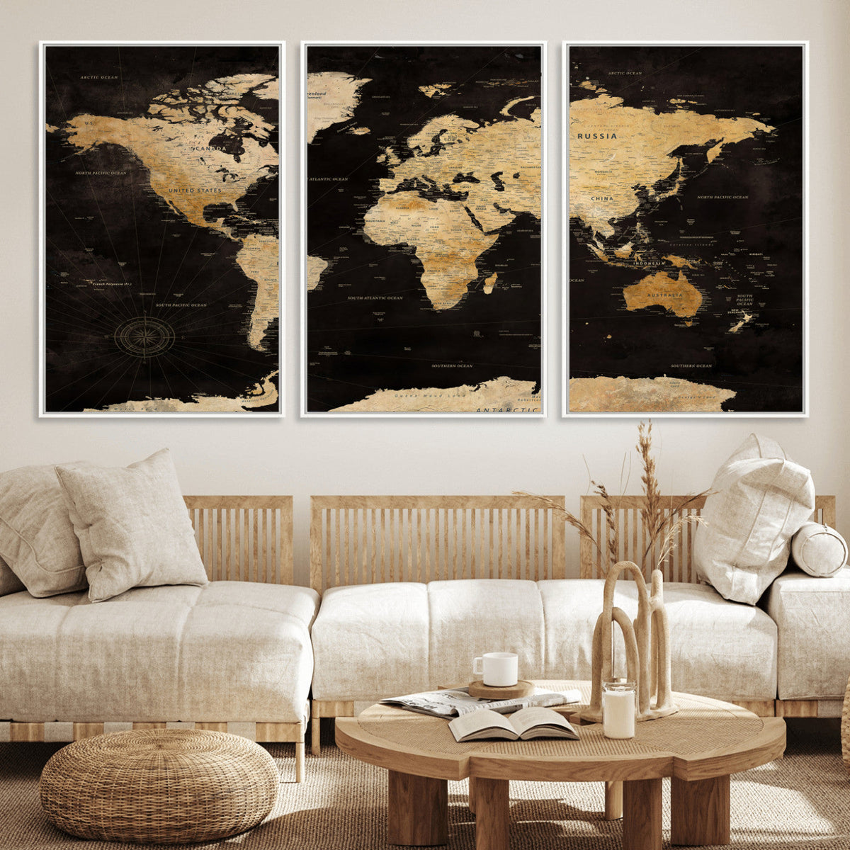 Extra Large World Map Canvas Print – Detailed Map Classic