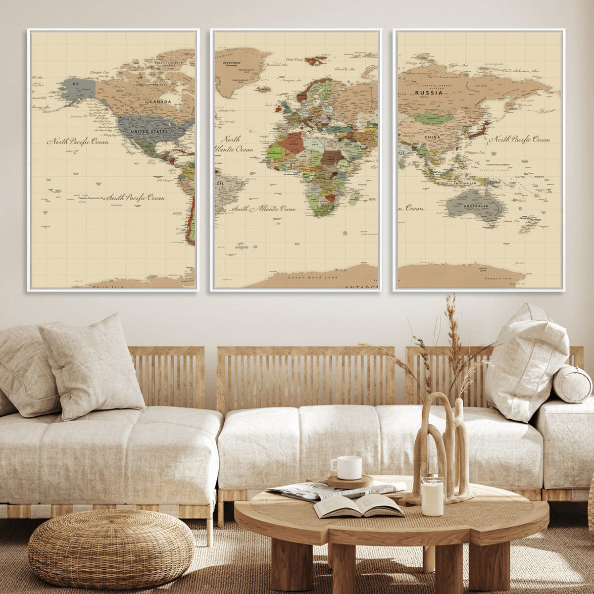 Extra Large World Map Canvas Print – Detailed Map of the