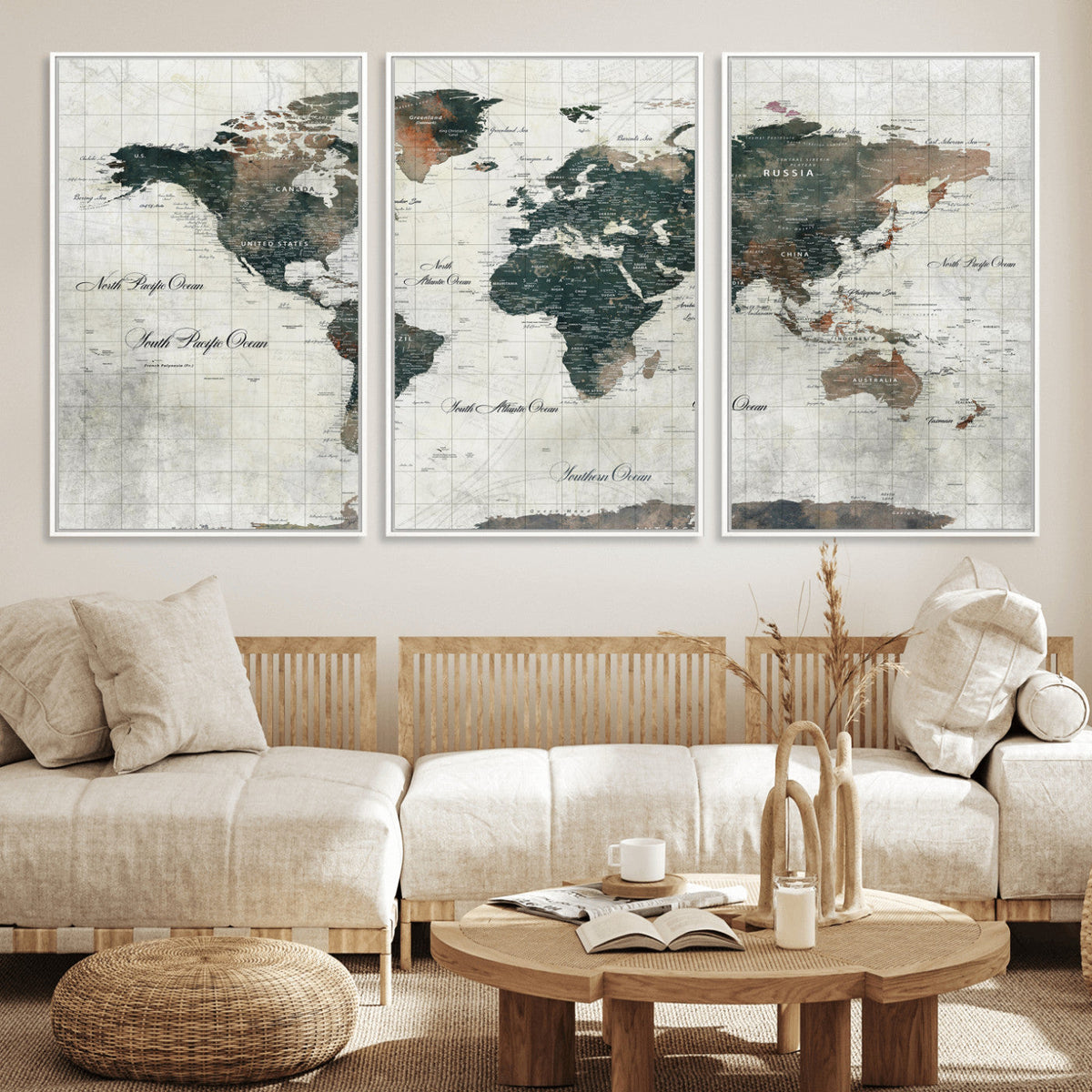 World Map Canvas Print – Framed Travel Map Wall Art for