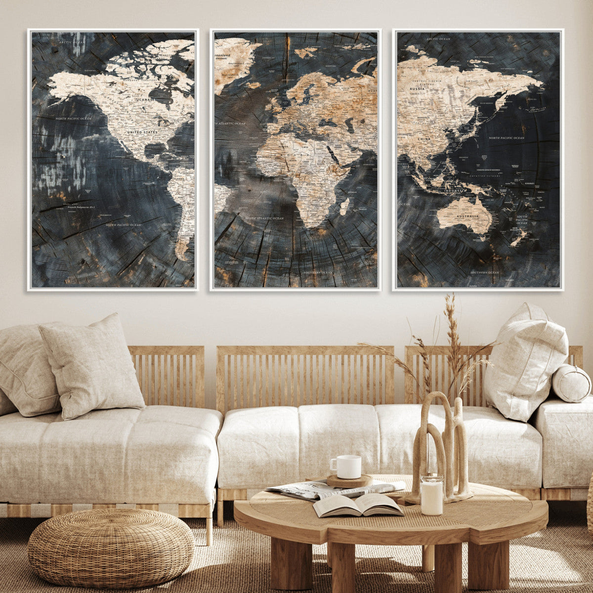 World Map Canvas Print – Detailed Map of the World Wall Art