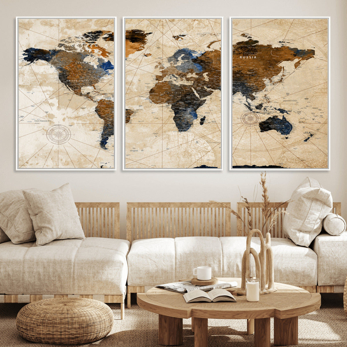 World Map Canvas Print – Framed Travel Map Wall Art for