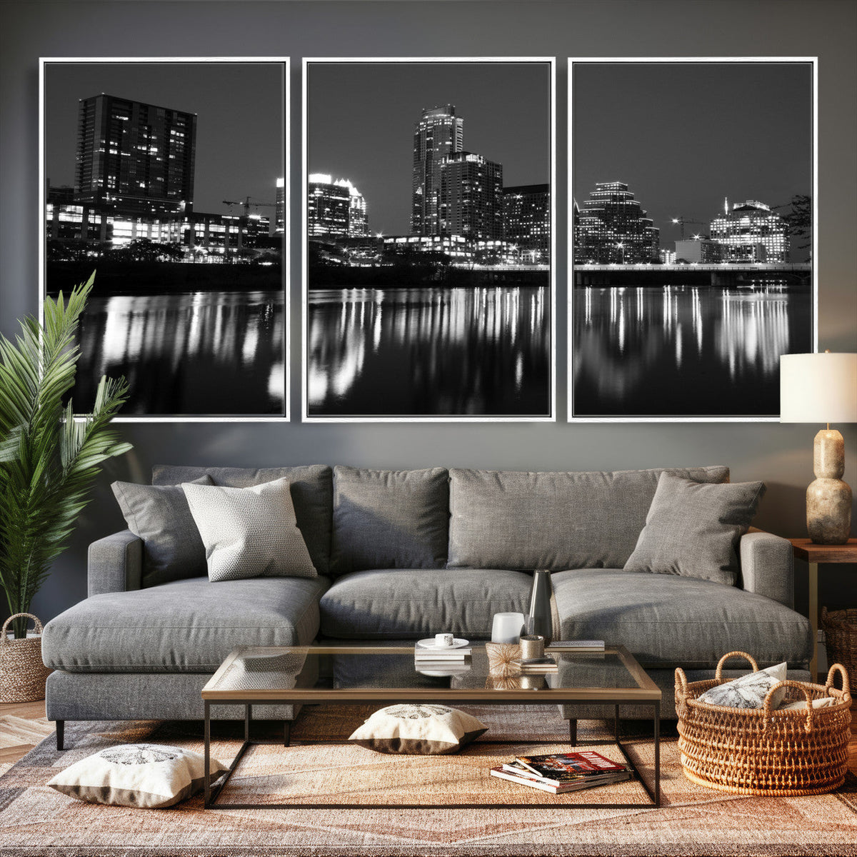 Austin Skyline Wall Art Canvas Print, Austin Downtown Night