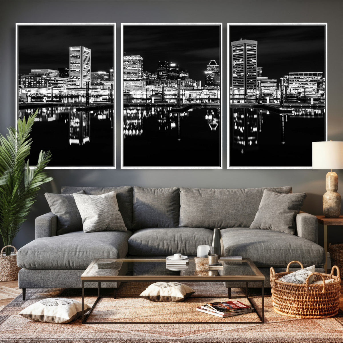Baltimore Skyline Wall Art Canvas Print, Baltimore Downtown