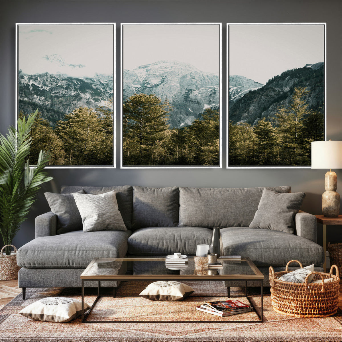 Mountain Forest Wall Art Canvas Print, Alpine Landscape