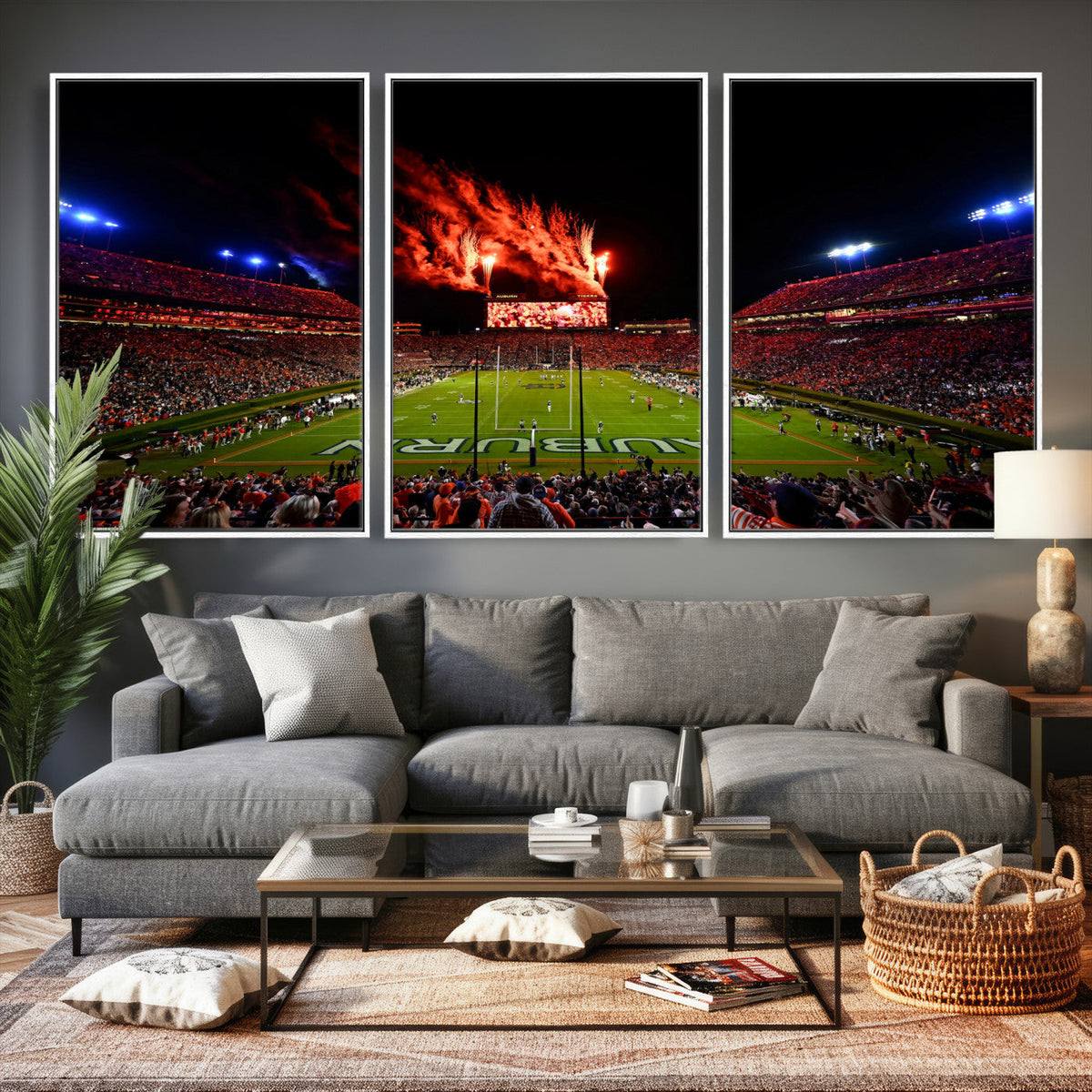 Auburn Stadium Wall Art Canvas Print, College Football Night
