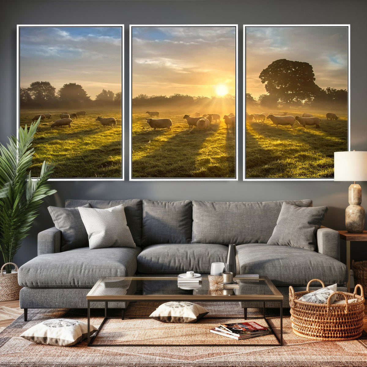 Sheep Wall Art Canvas Print – Rural Farm Animal Artwork