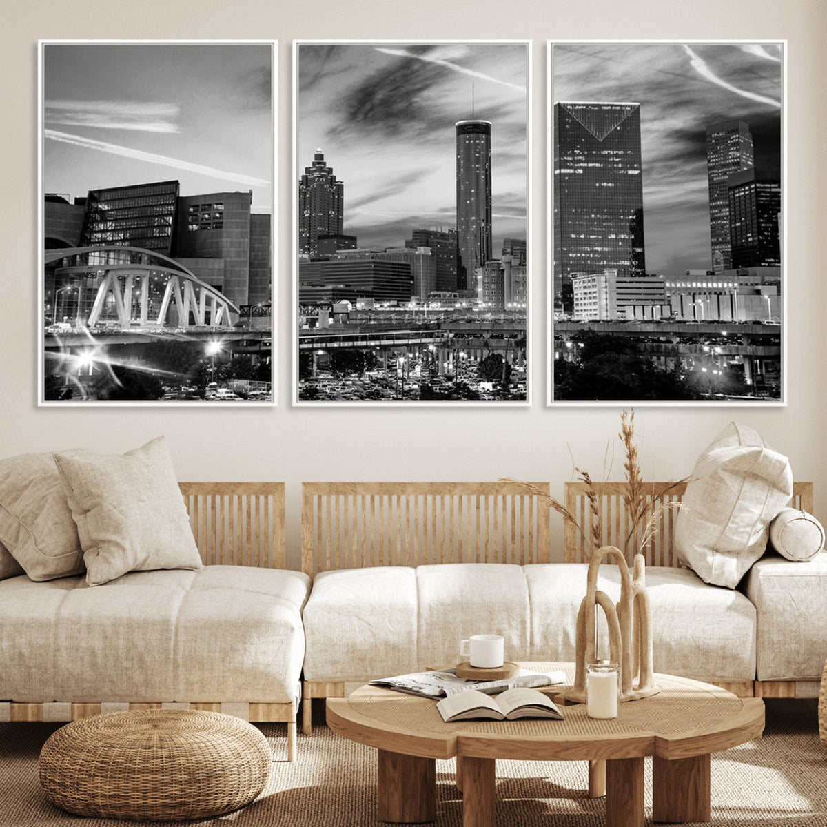 Black and White Atlanta Wall Art Canvas Print