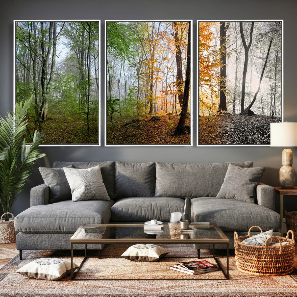 Four Seasons Wall Art Forest Canvas Print – Triptych