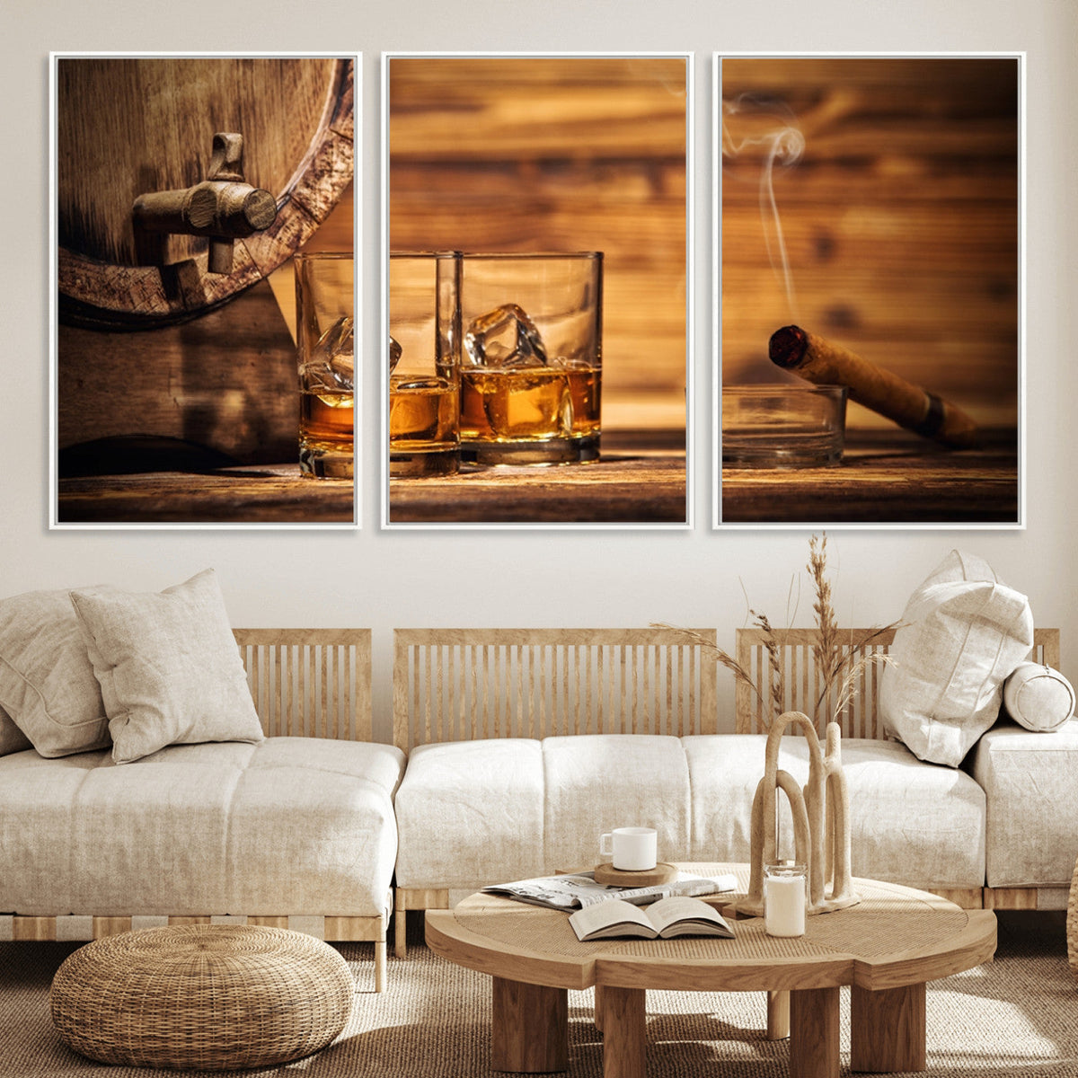 Rustic Whiskey and Barrel Canvas Print