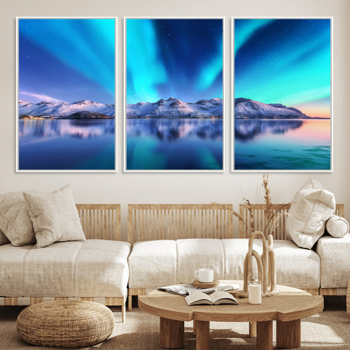 Northern Lights above Mountain Wall Art, Northern Lights