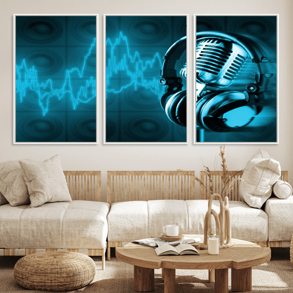 Music and Microphone Wall Art Canvas Print