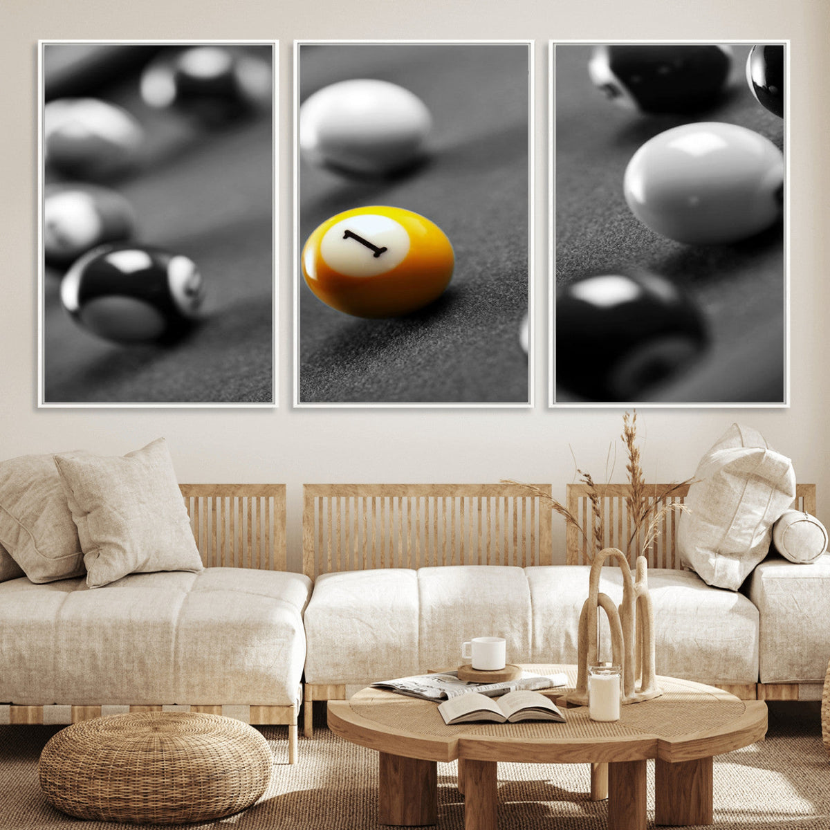 Wall Art Pool Table and Balls Canvas Print