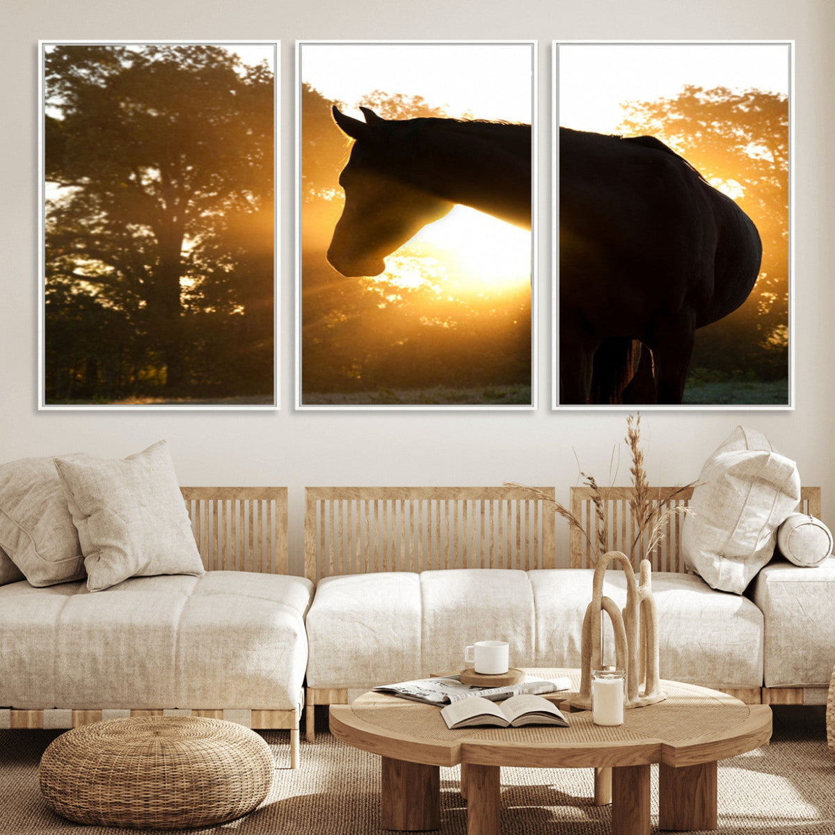 Horse at Sunset Wall Art Animal Canvas Print