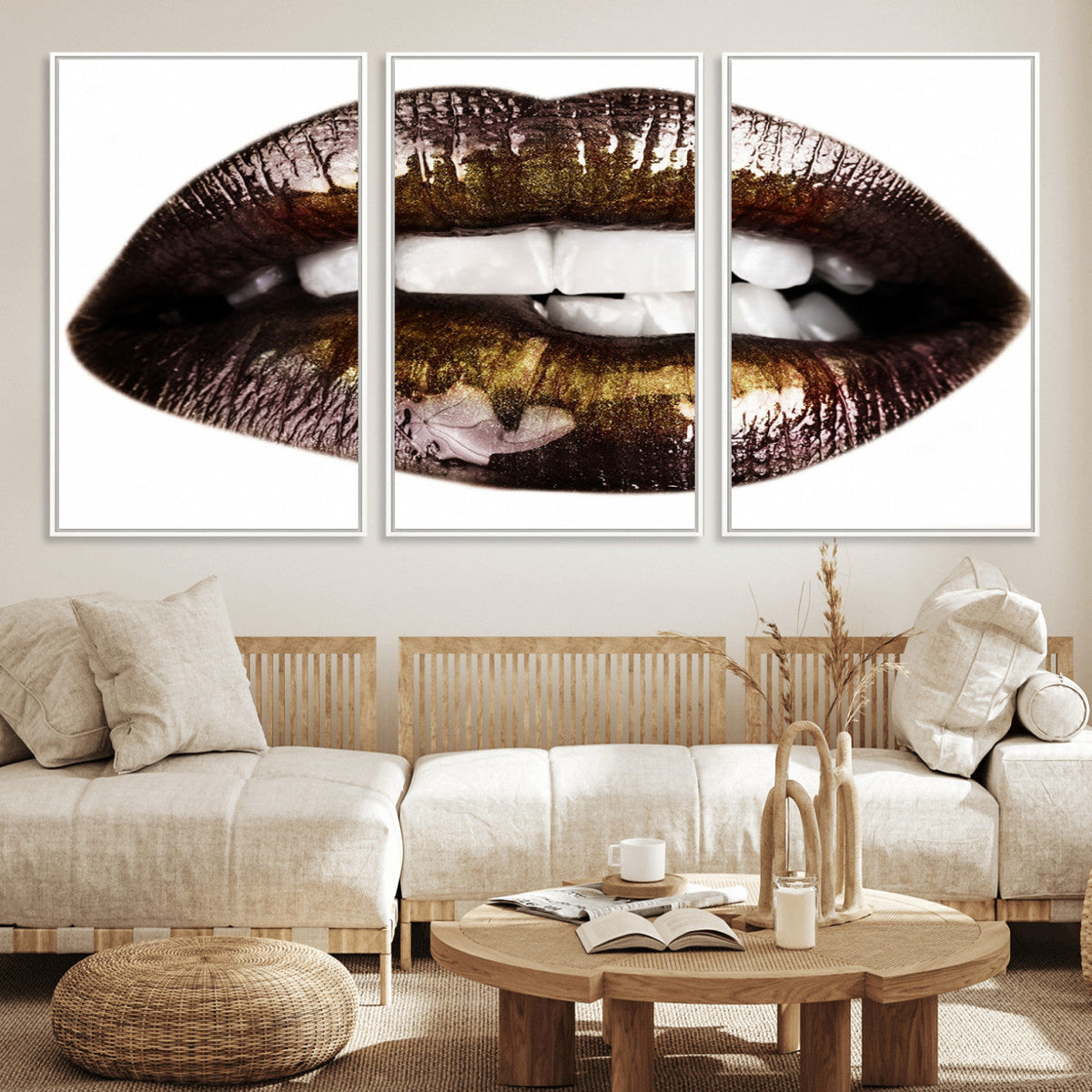 Close Up Lips Wall Art Canvas Print
