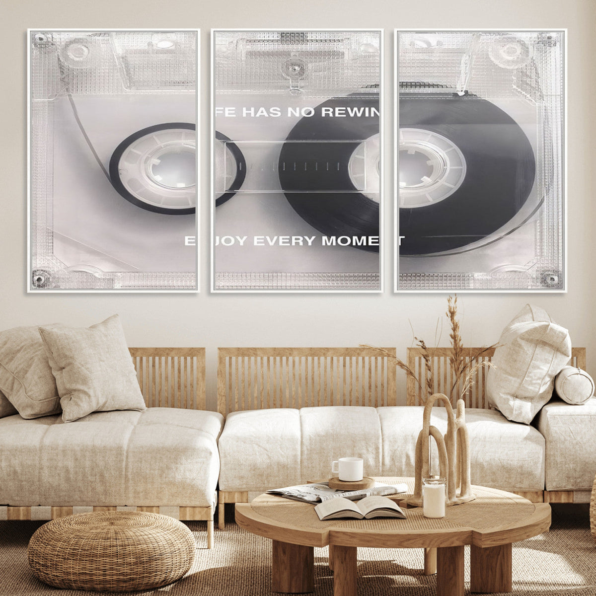 Vintage Cassette Tape Canvas Wall Art - Inspirational 'Life
