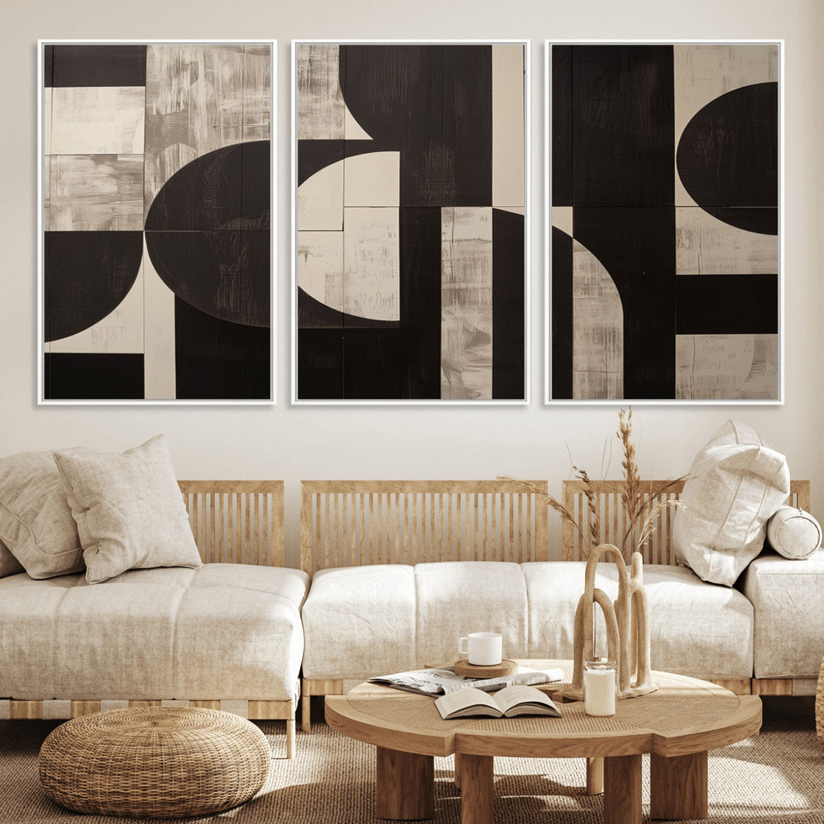 Abstract Brown Wabi Sabi Canvas Print Set – Minimalist