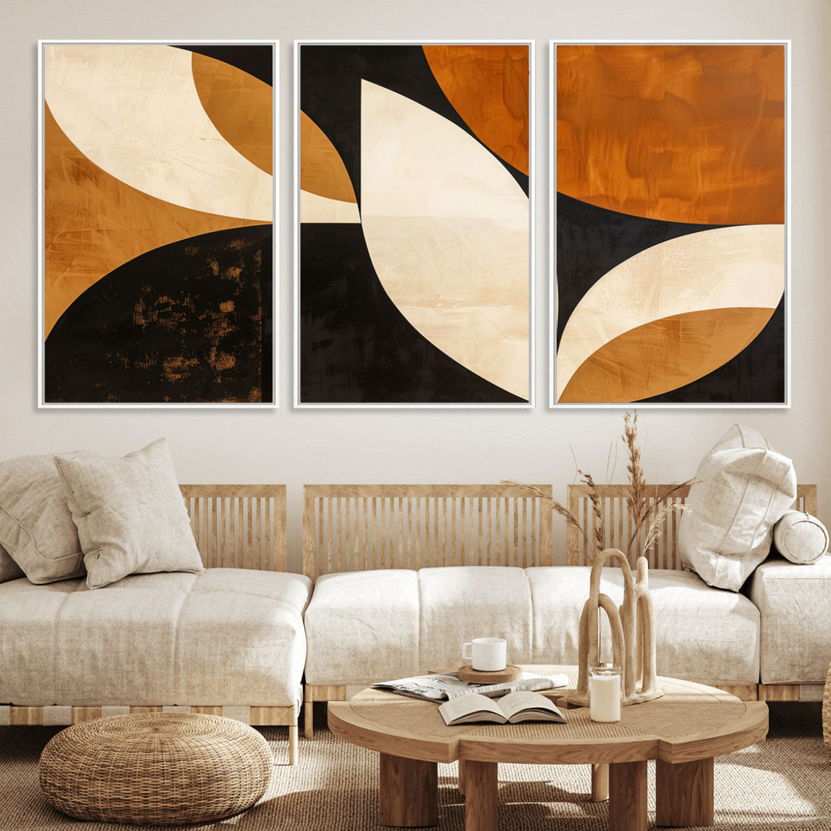 Geometric Abstract Wall Art Canvas Print, Mid Century Modern