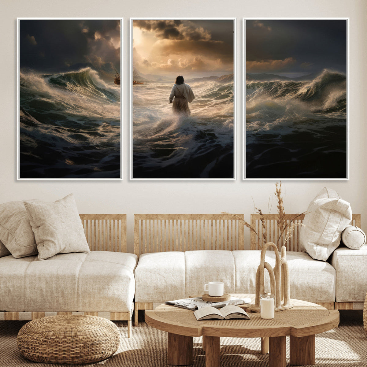 Jesus Walking on Water Wall Art Canvas Print - Religious
