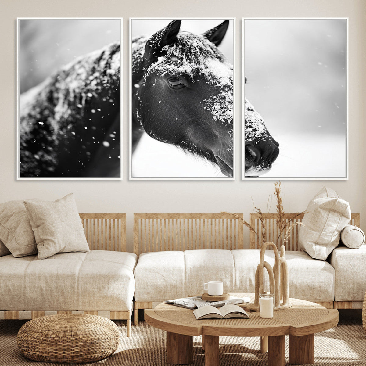 Horse Canvas Print - Winter Horse Snow Wall Art Canvas Print