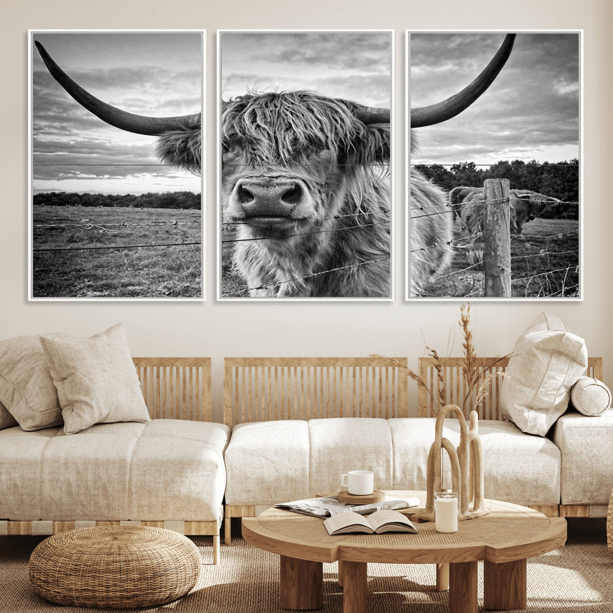 Scottish Highland Cow Wall Art Canvas Print | Ready to Hang