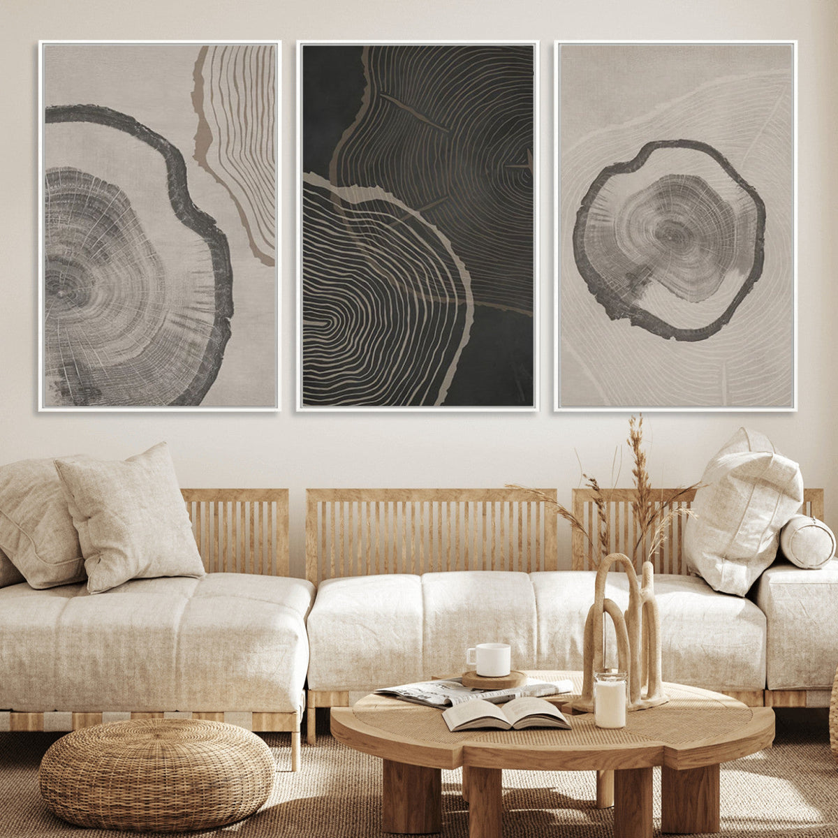 Minimalist Tree Rings Wall Art | Modern Abstract Canvas