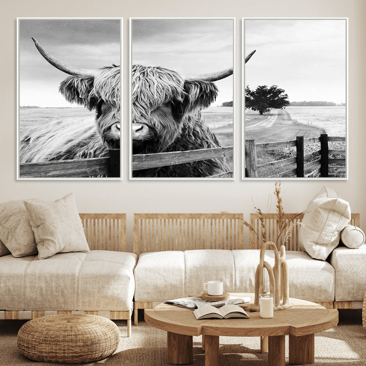 Scottish Highland Cow Wall Art | Rustic Farmhouse Décor |