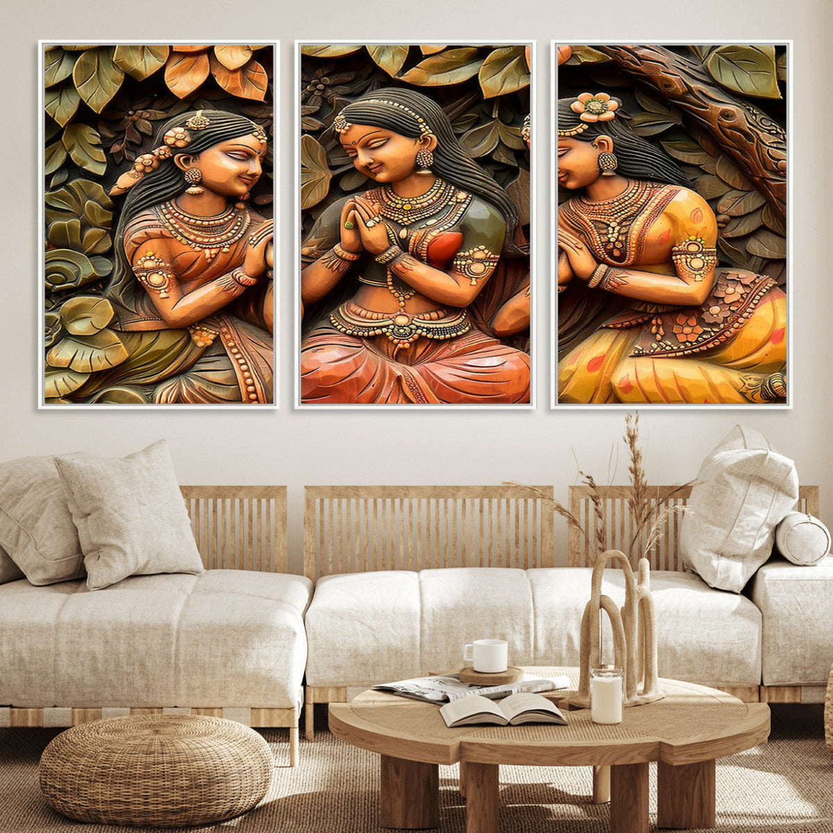 Indian Woman Statue Wall Art Canvas Print