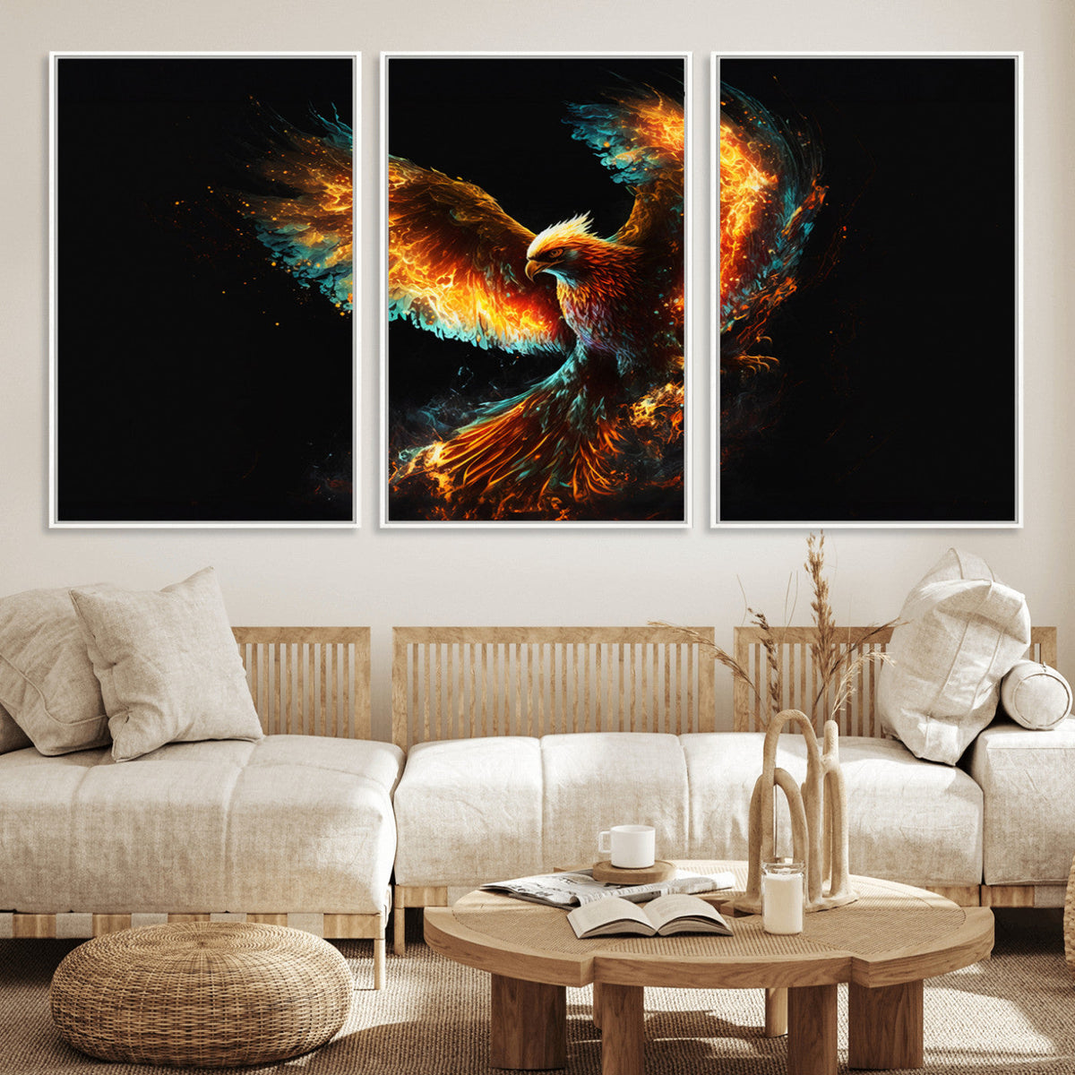 Fiery Phoenix Canvas Print | Ready to Hang Wall Art | Bold