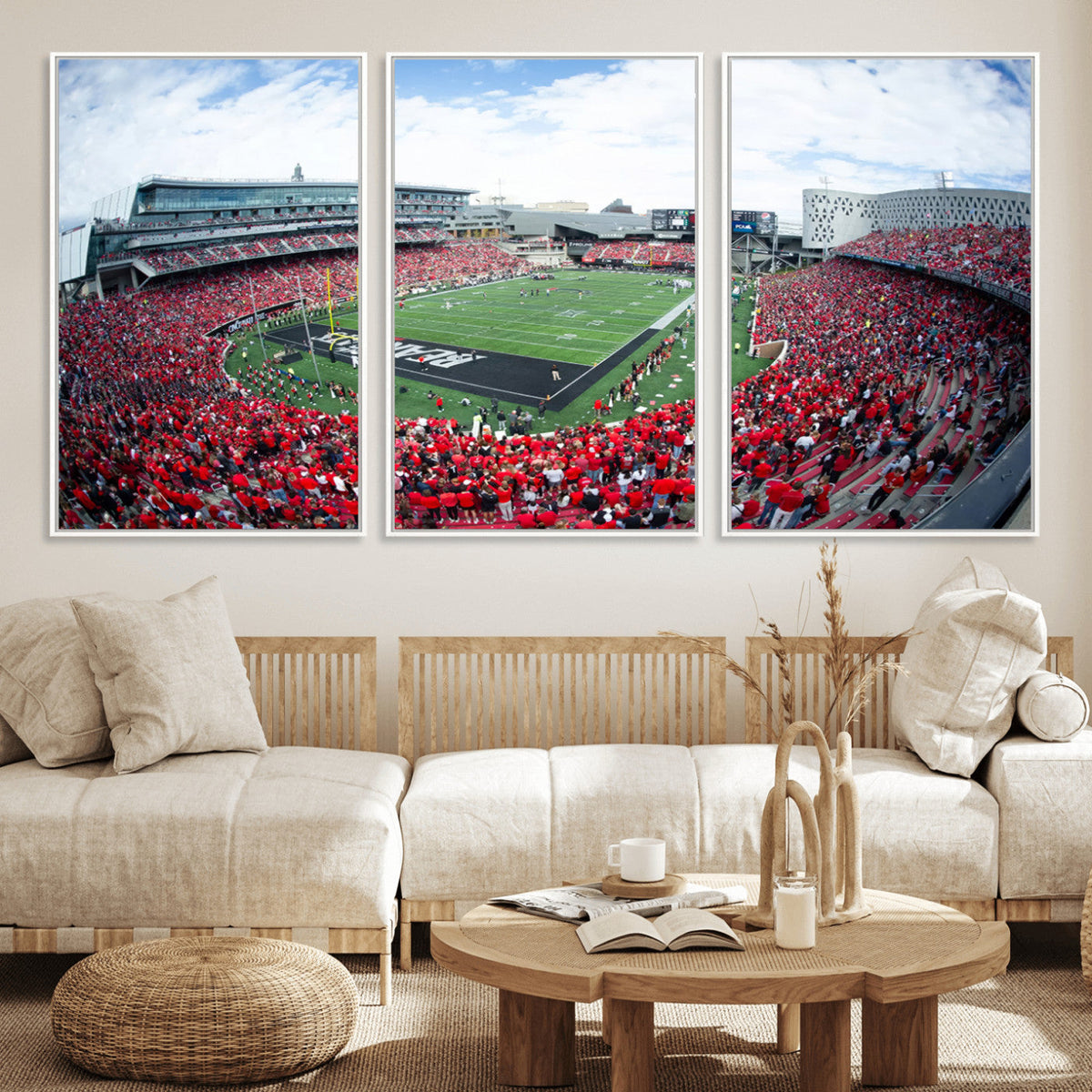 Cincinnati Bearcats Football Team Print - Nippert Stadium Wall Art Canvas Print