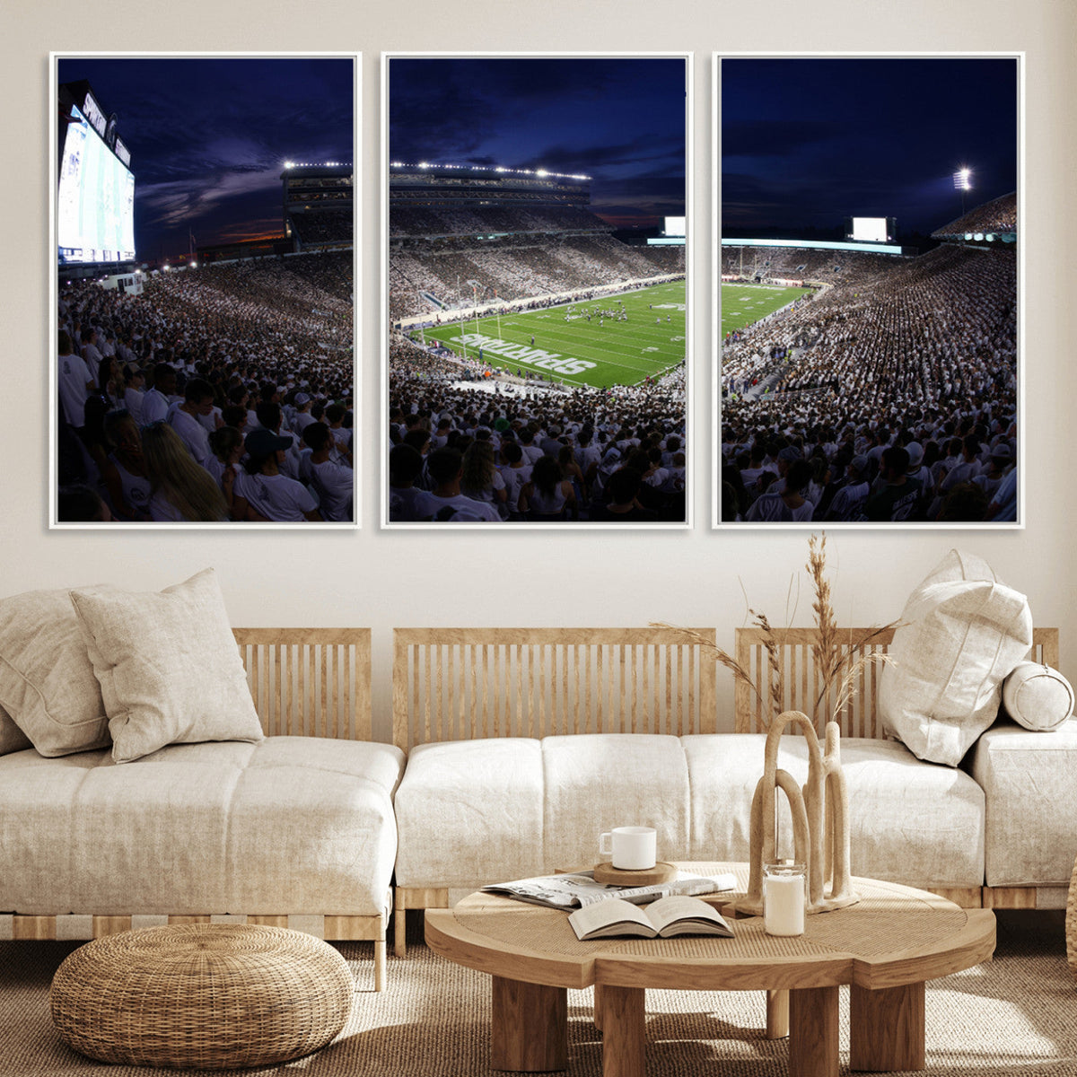 Michigan State Spartans Canvas, Framed Football Team Print -