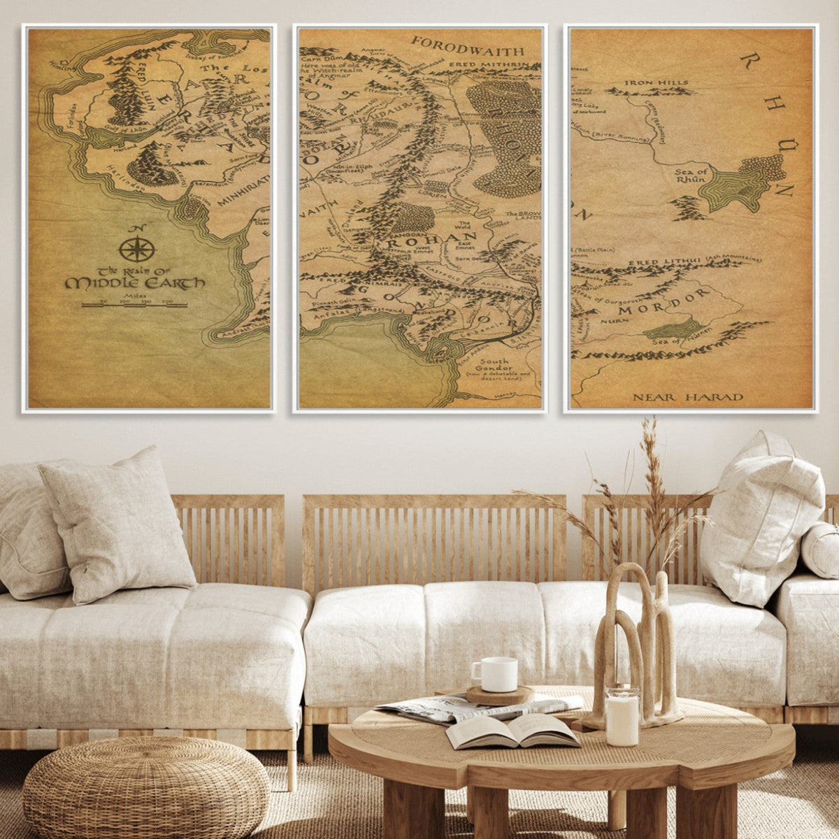 Middle Earth Map Canvas Wall Art – Vintage Fantasy Map