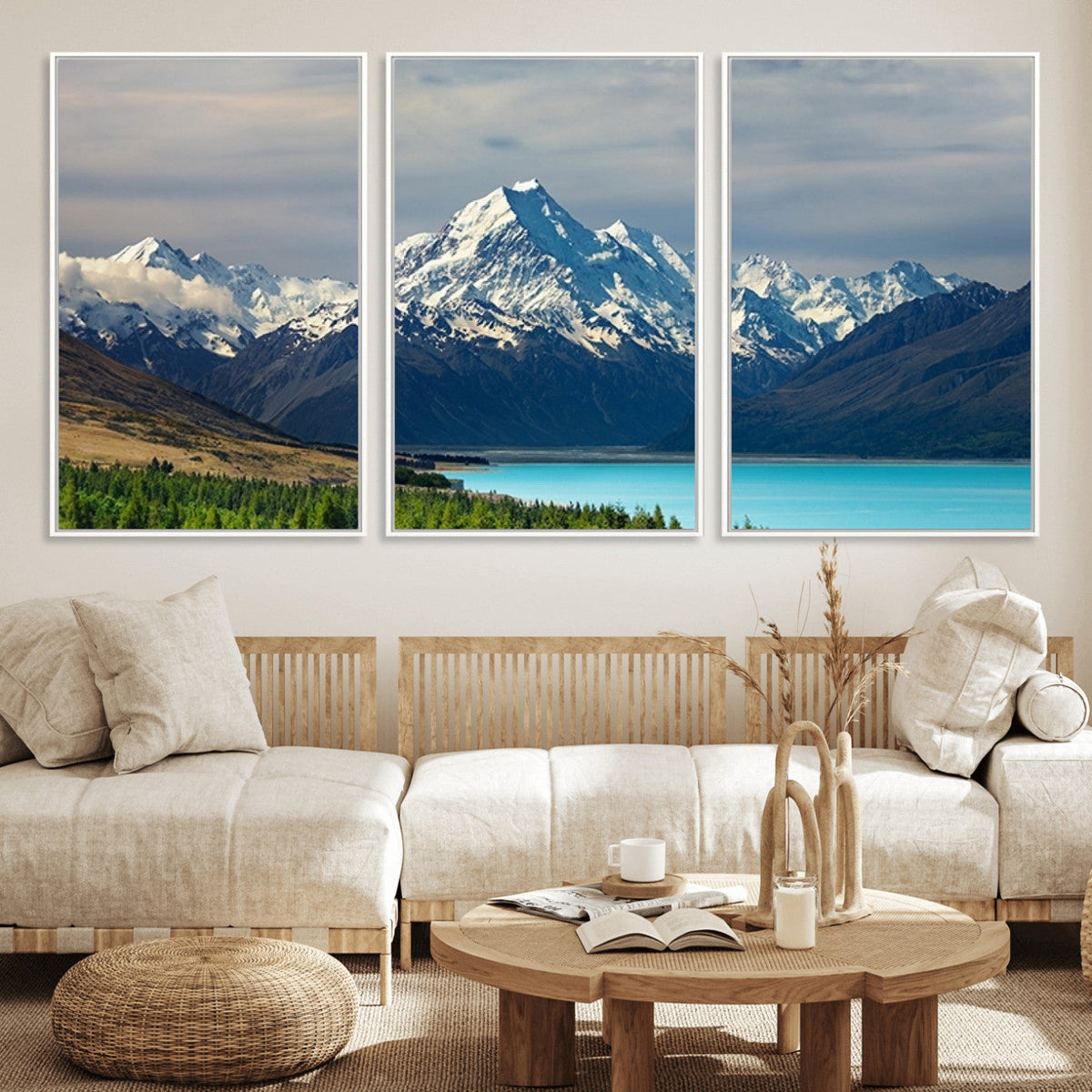 Mount Cook and Lake Pukaki Canvas Wall Art Print – Majestic