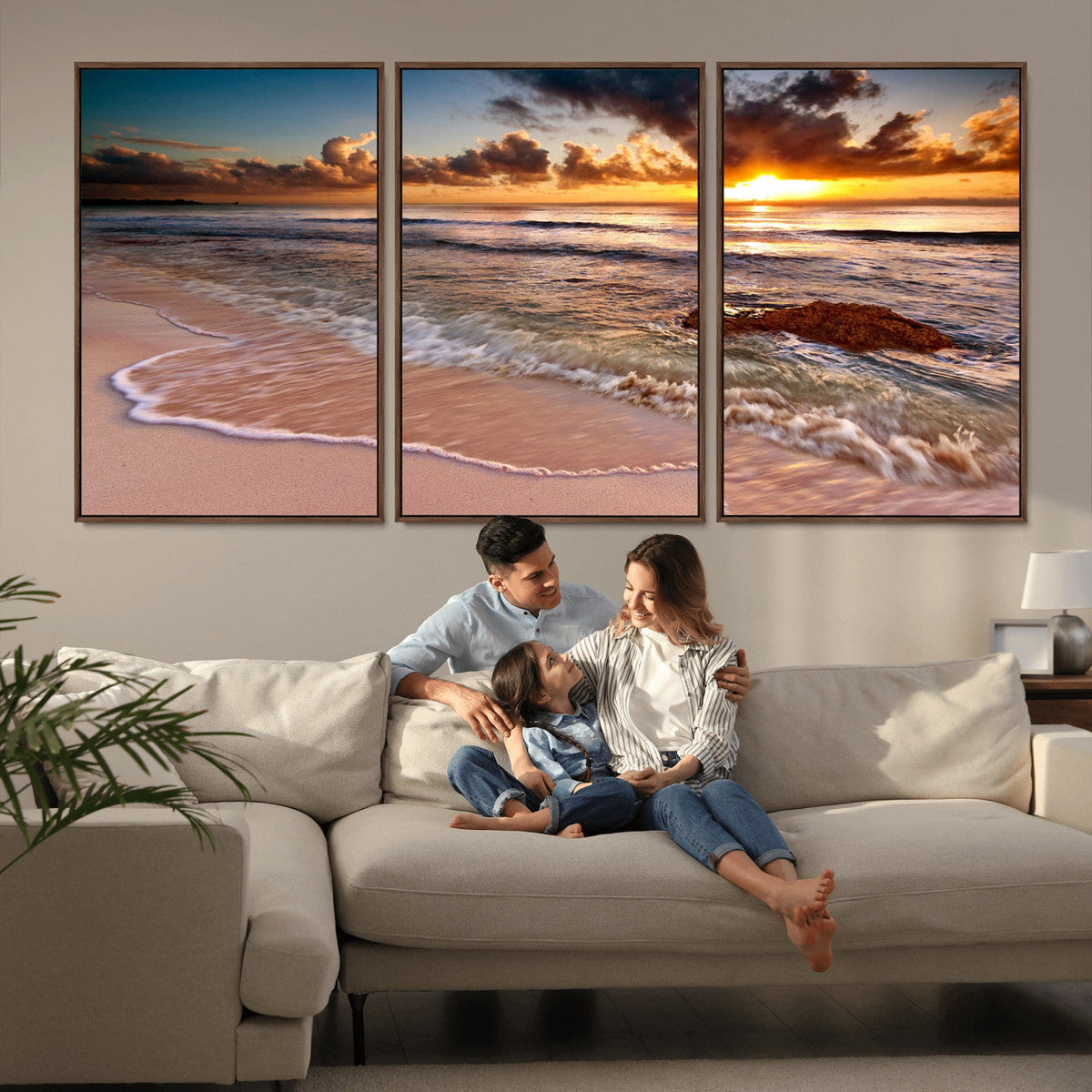 Sunset on Ocean Wall Art Canvas Print