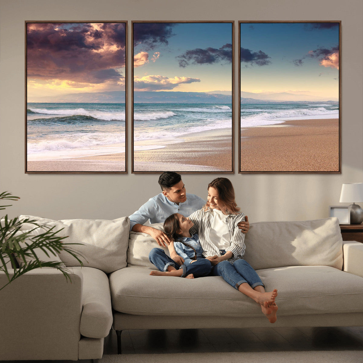 Cloudy Weather Beach Sunset Canvas Print | Sunrise Wall Art