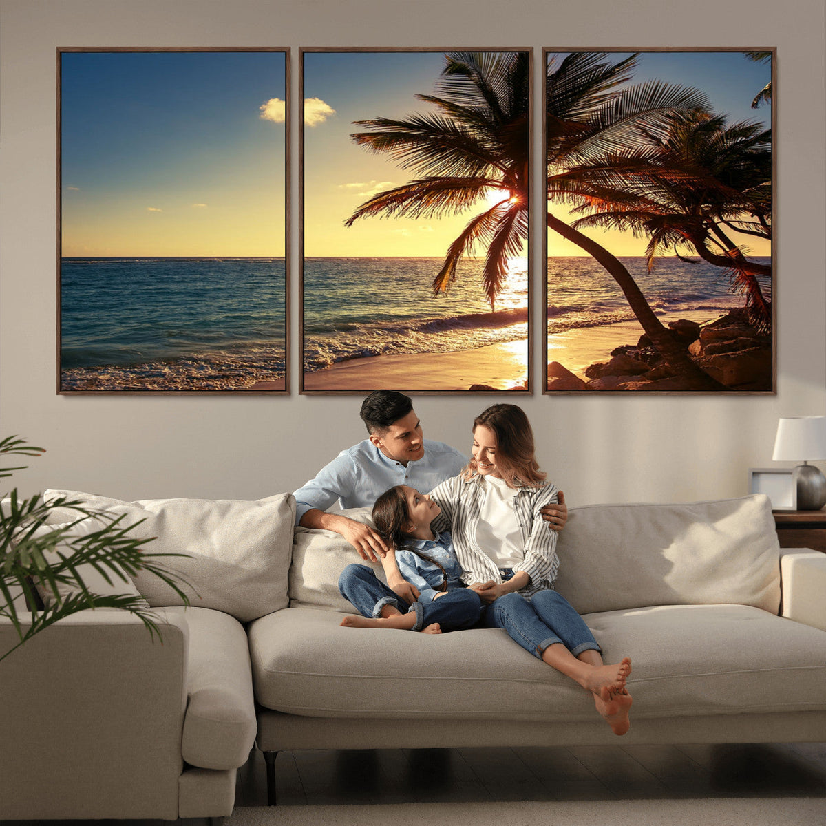 Sunset Palm Trees Wall Art Canvas Print