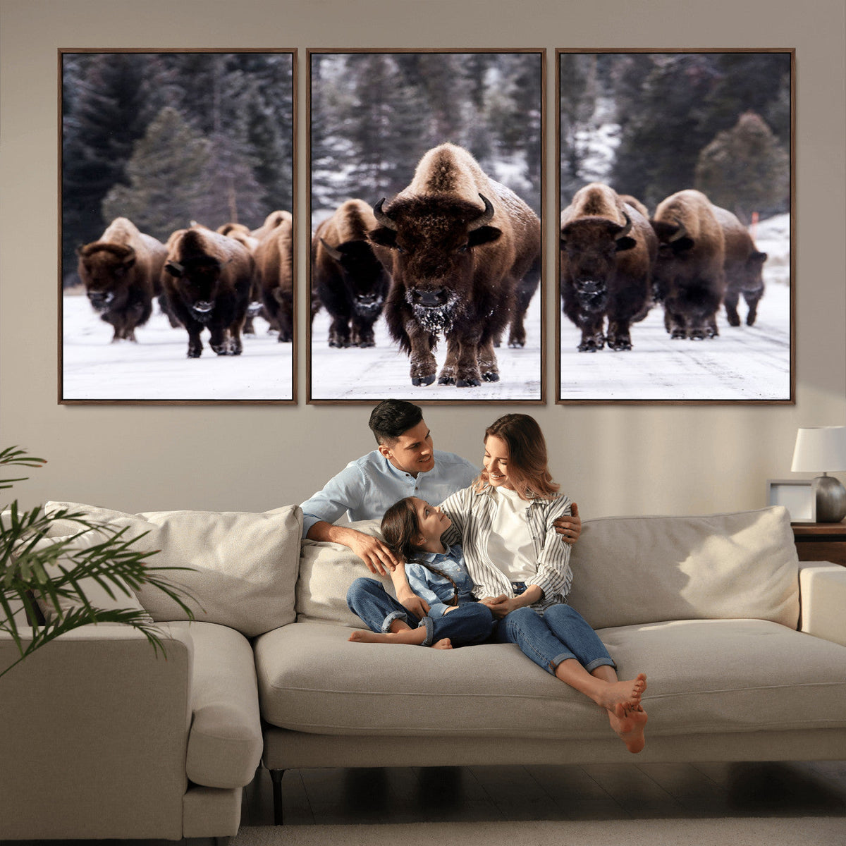 Bison Wall Art Canvas Print- Bison Herd Canvas Wall Art –