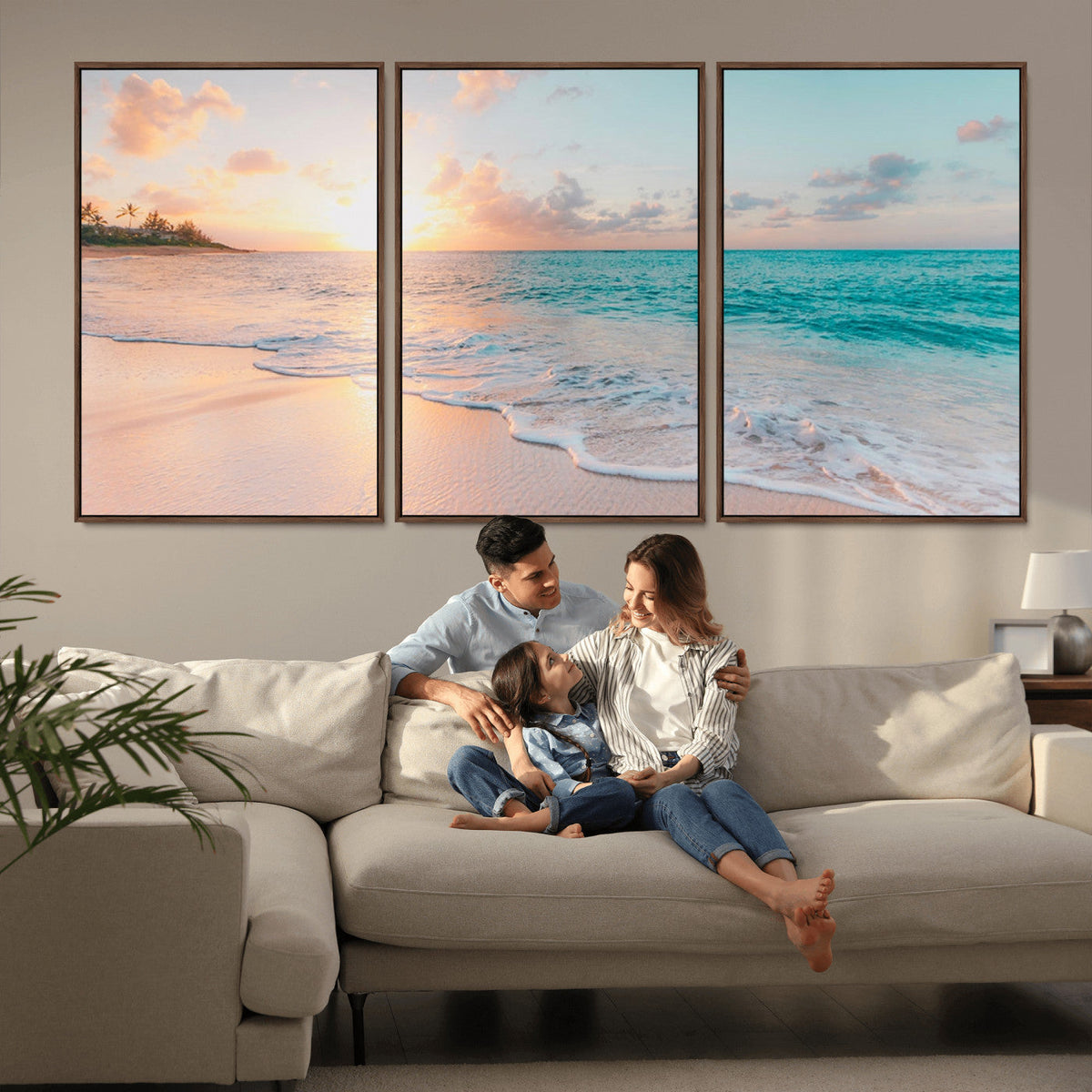 Beach Sunrise Wall Art, Coastal Seascape Canvas Print, Ocean