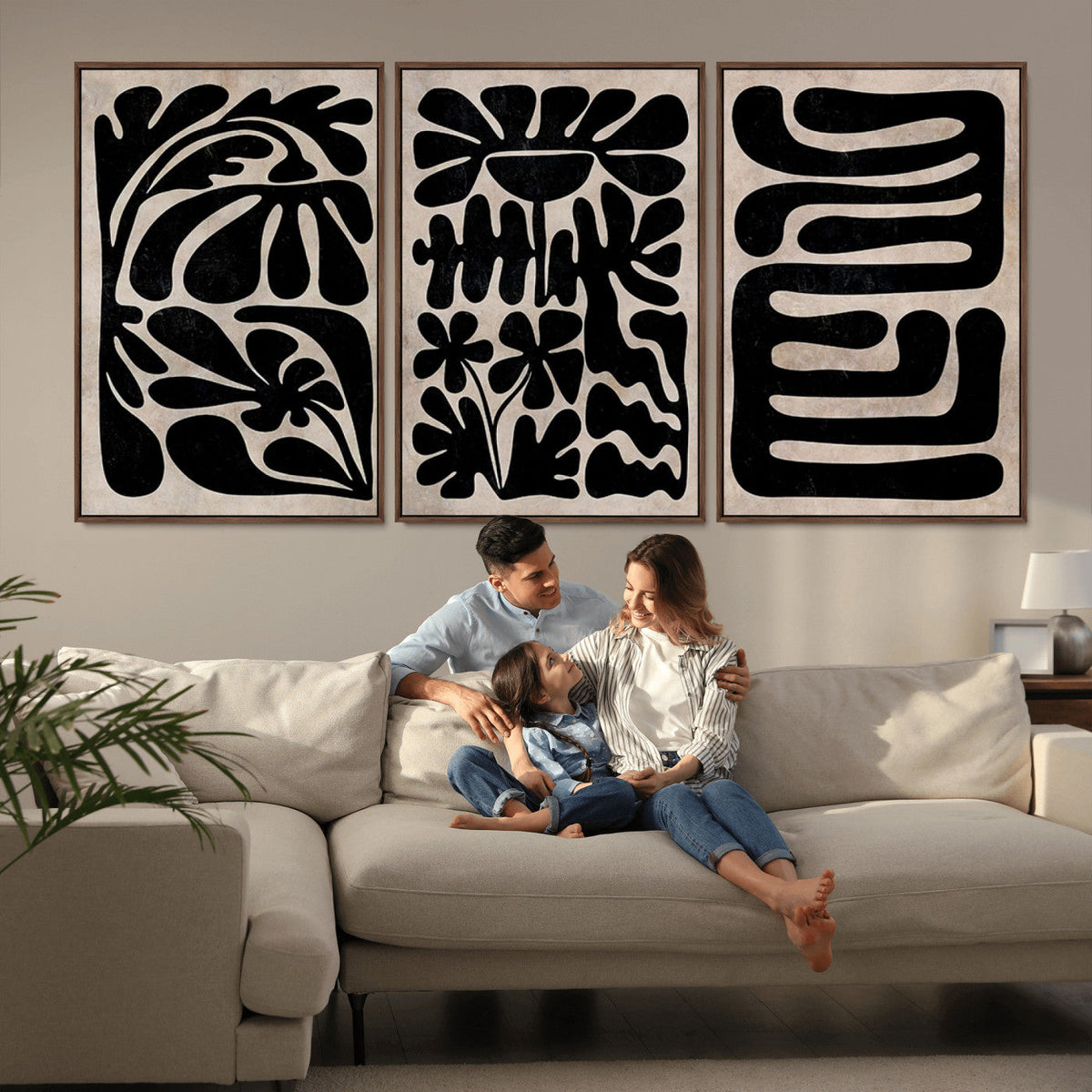 Canvas Print Wall Art Abstract Art Boho, Framed Boho Art