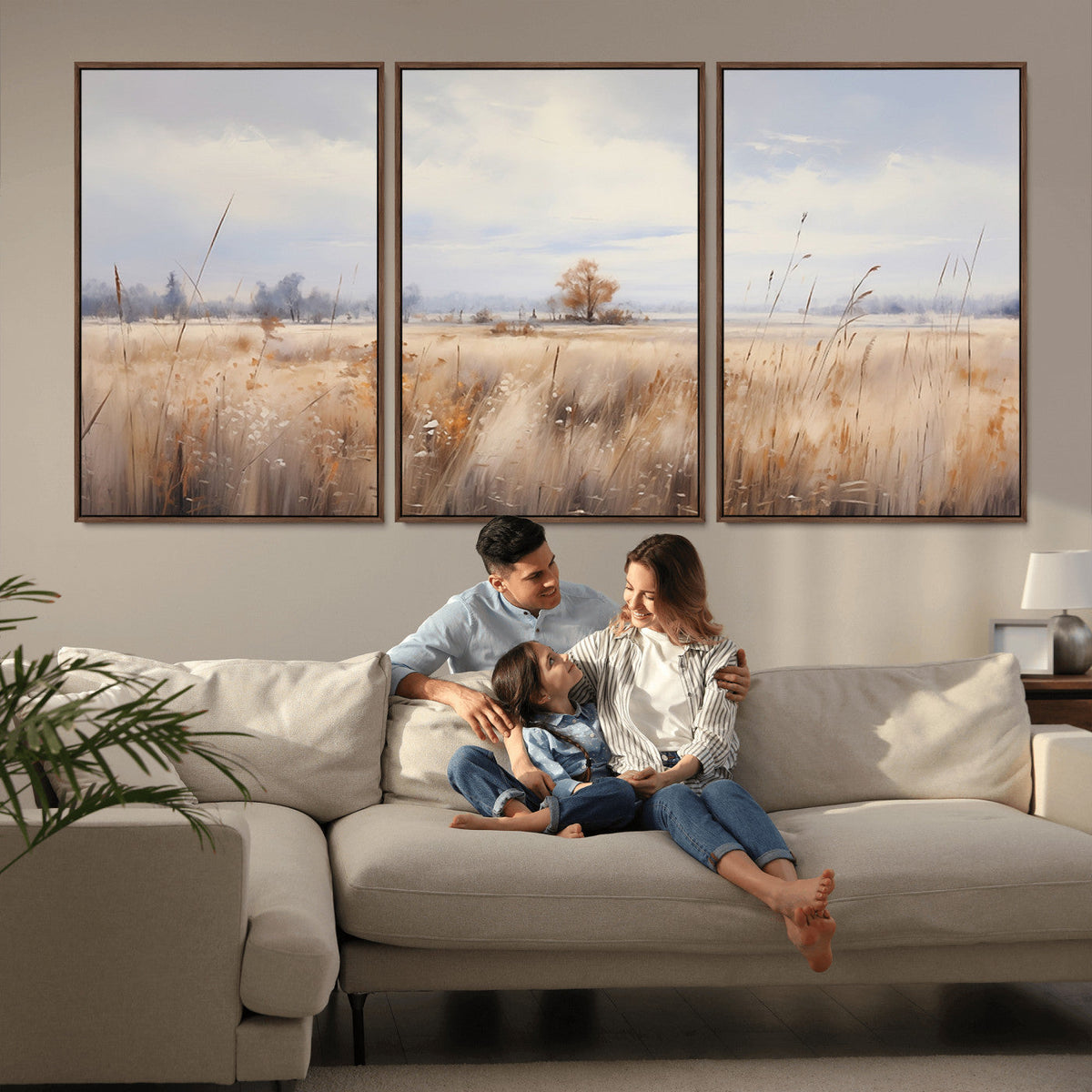 Golden Fields Wall Art Print Canvas – Serene Landscape of