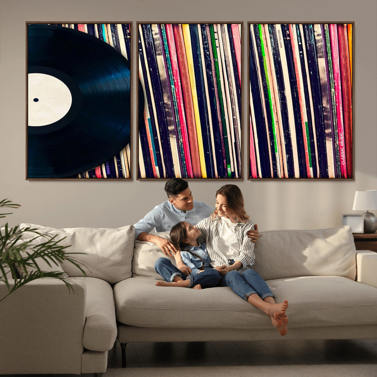 Vinyl Record and Album Collection Canvas Wall Art - Retro