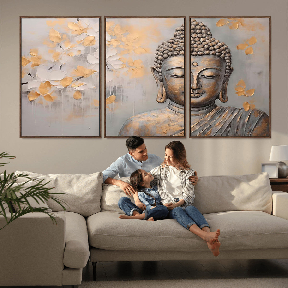 Abstract Buddha Statue Wall Art Canvas Print - Modern