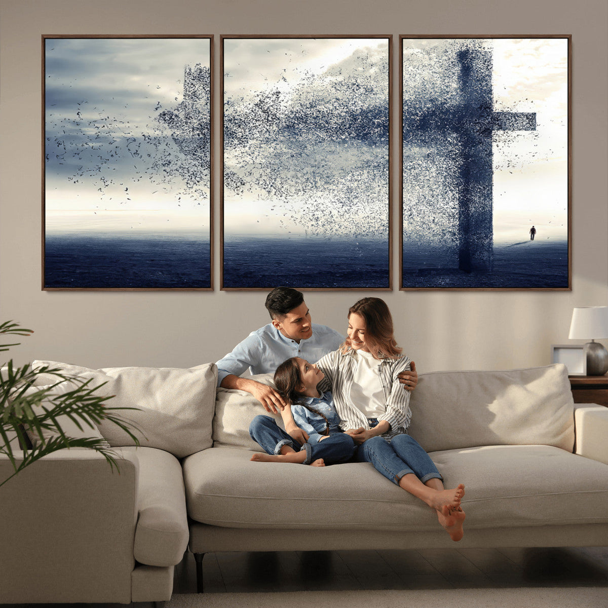 Jesus and the Fading Cross Wall Art Print – Symbol of Faith,