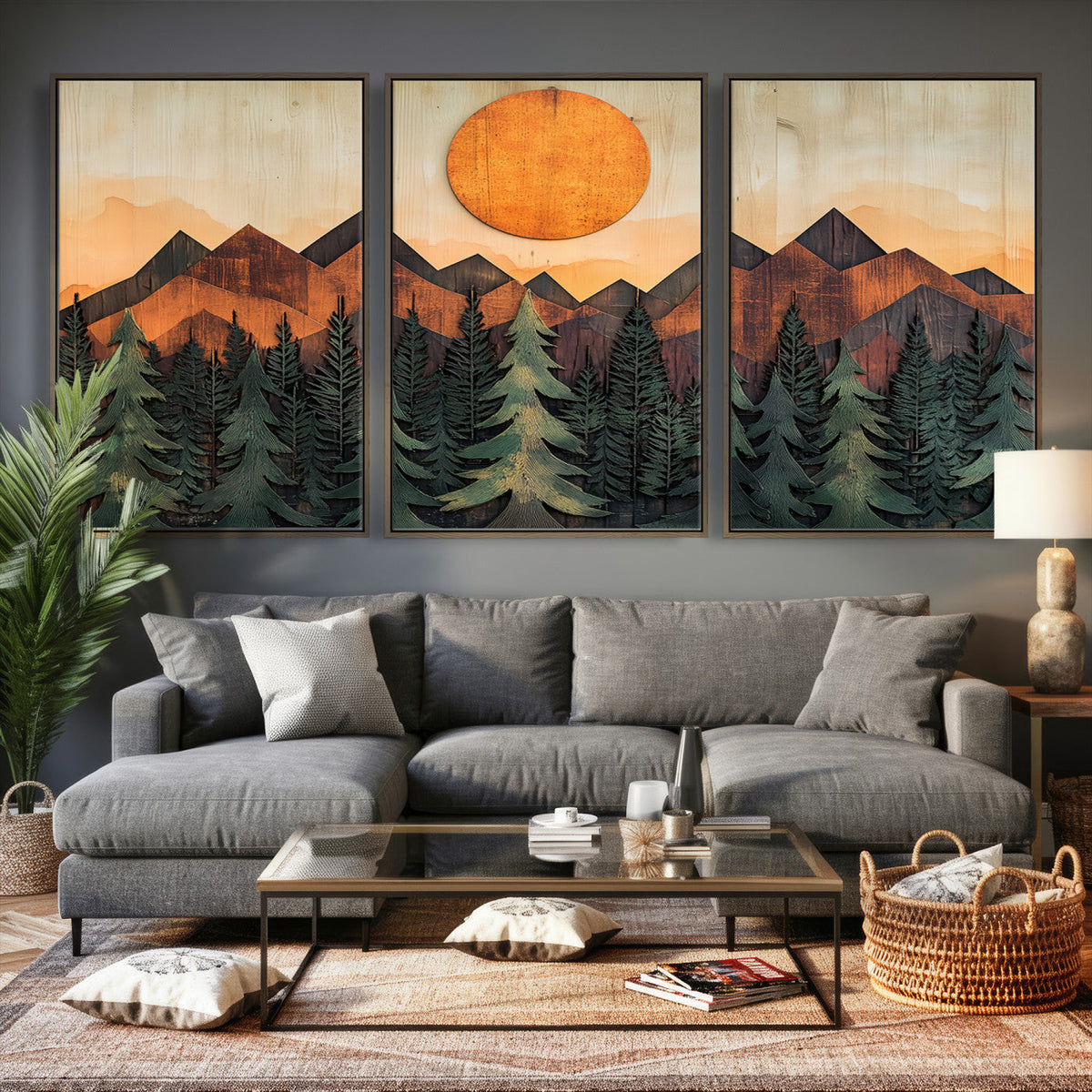 Sunset Mountain Landscape Canvas Wall Art Print - Nature