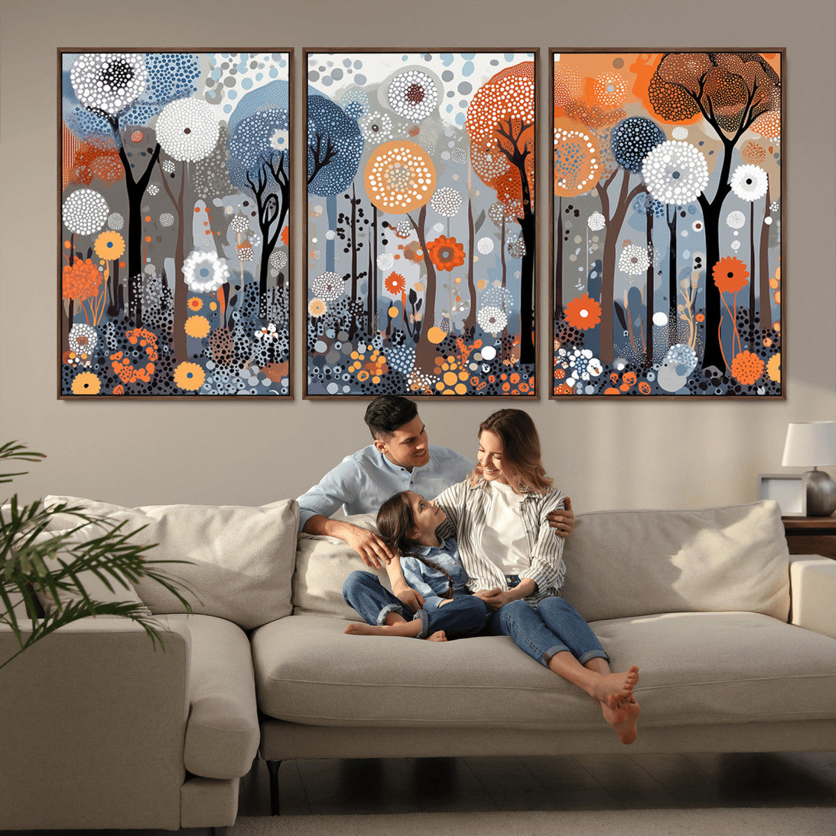 Abstract Winter Landscape Canvas Wall Art Print - Large
