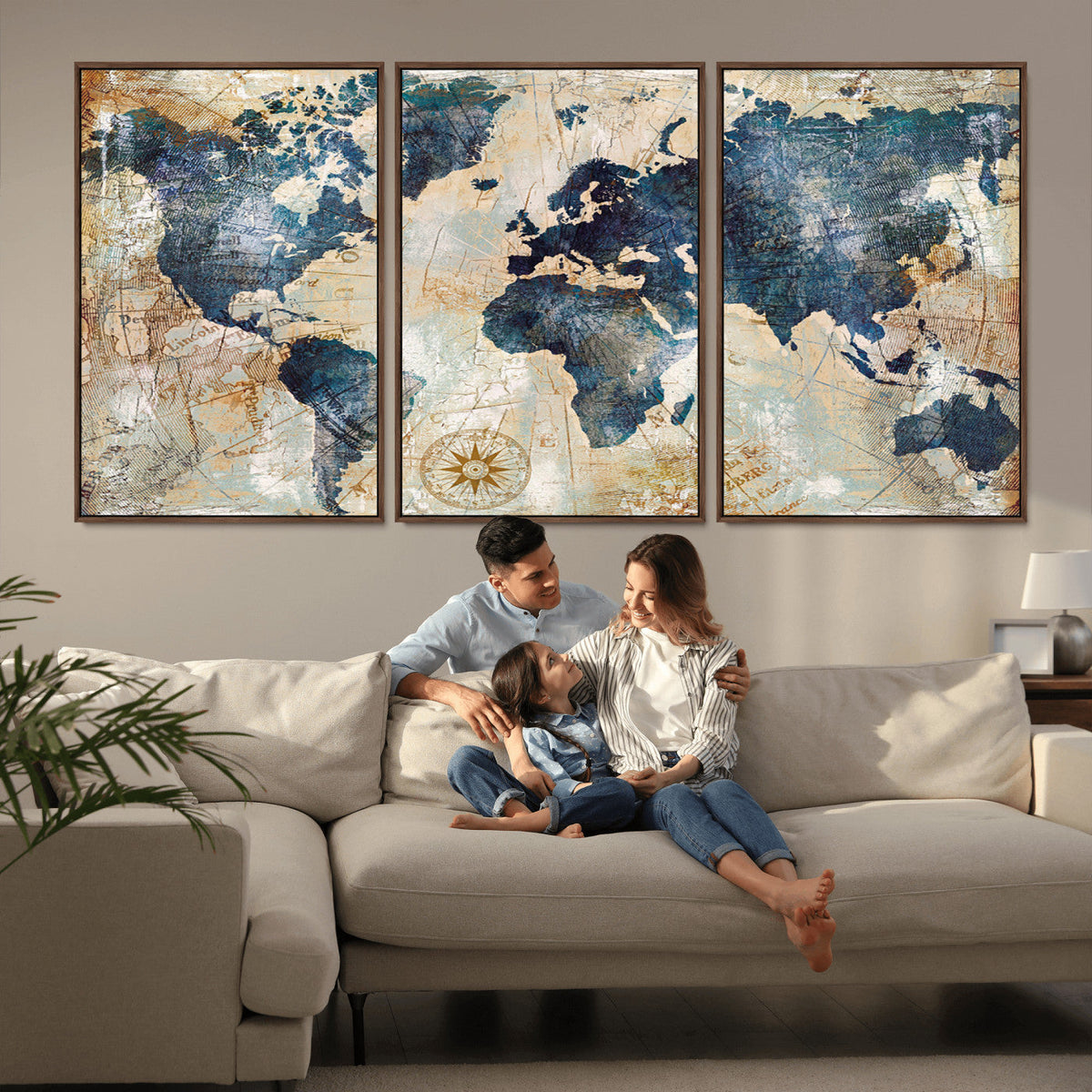 World Map Canvas Print – Framed Wall Art for Couples,