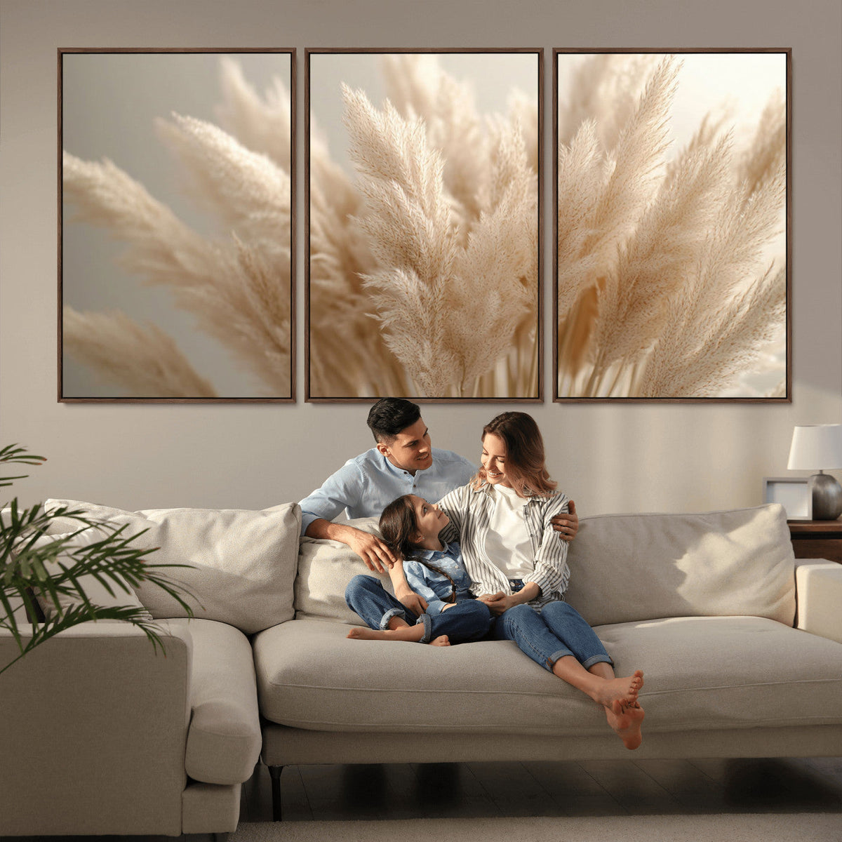 Pampas Grass Canvas Wall Art - Elegant Neutral Decor for