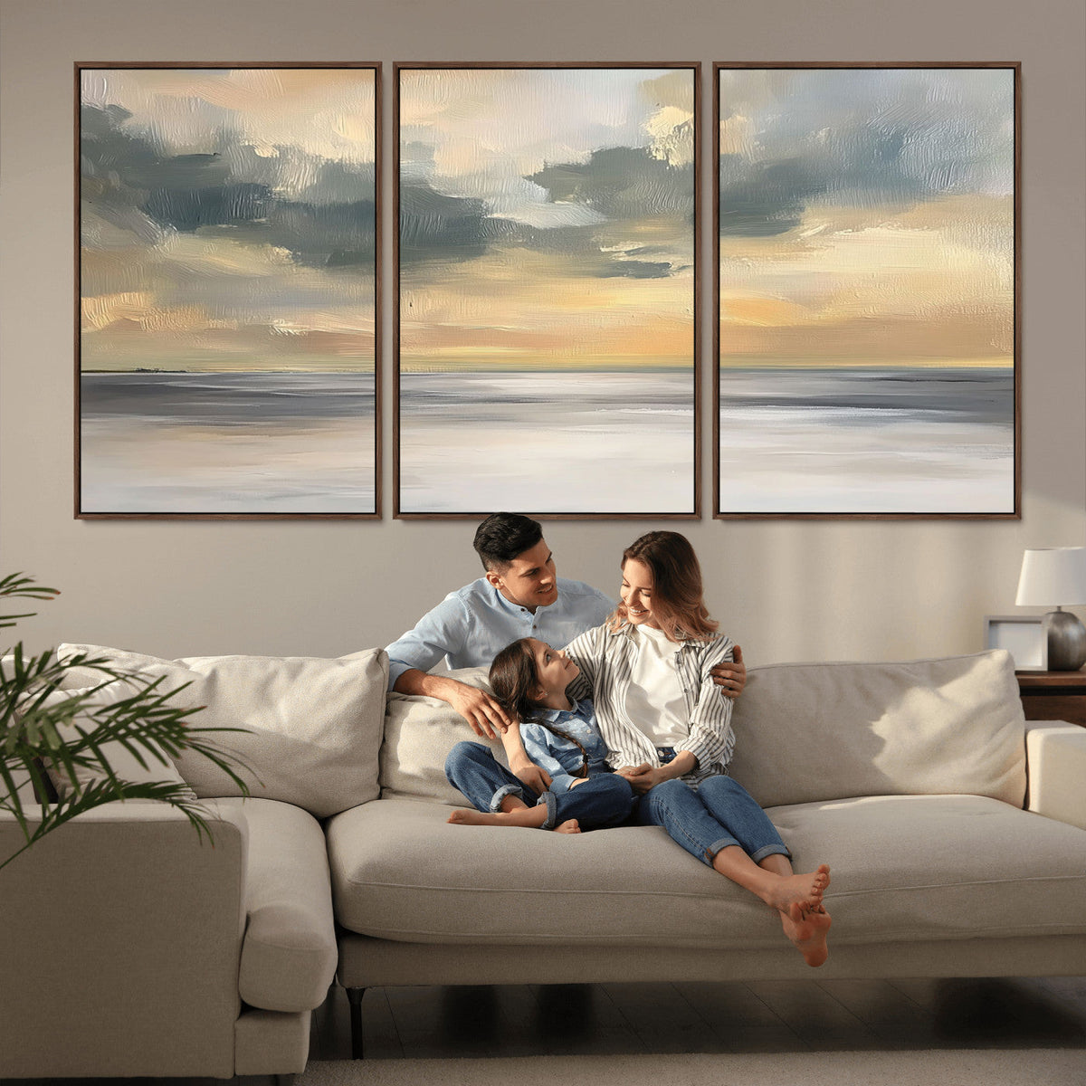 Modern Coastal Artwork with Vibrant Abstract Ocean Waves