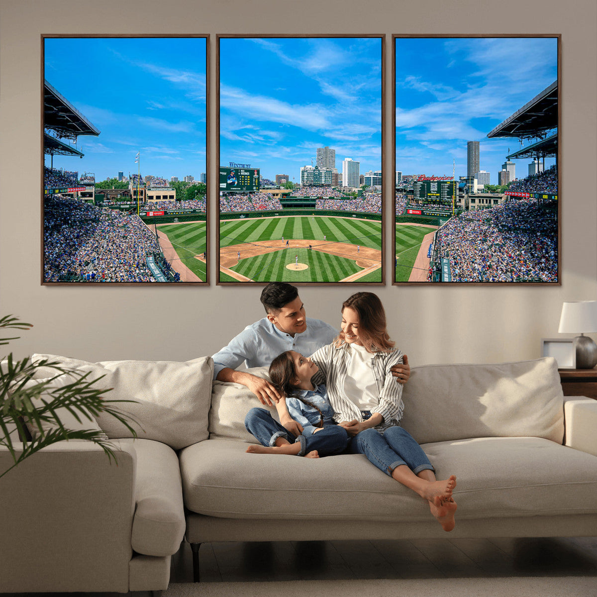 Wrigley Field Chicago Cubs Panoramic Art Multi-Piece Canvas